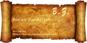 Boris Zaránd névjegykártya